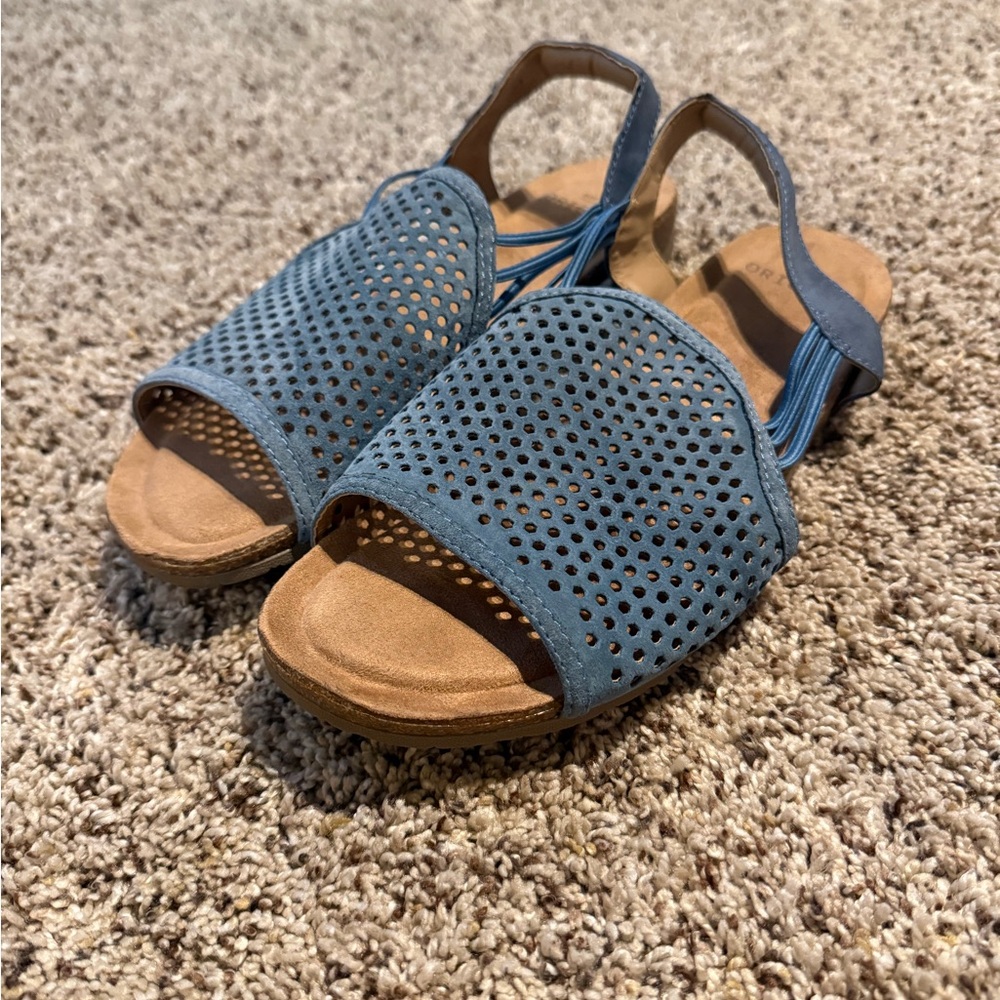Women's Blue Perforated Slingback Sandals